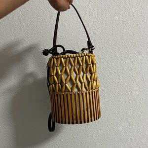 NWT Zara Wicker Bucket Bag